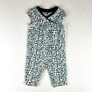 Tea Collection Floral Cap Sleeve Pant Romper 3/6M Playwear Cotton